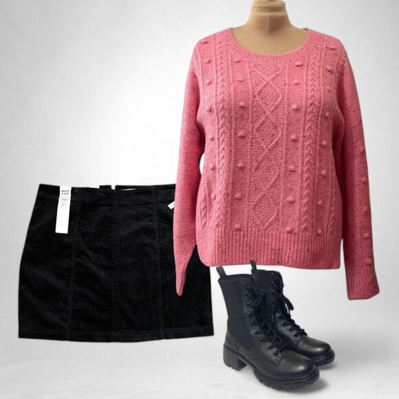 TINSELTOWN Black Velvet Skirt Plus 1X, New With Tags! - Picture 2 of 8